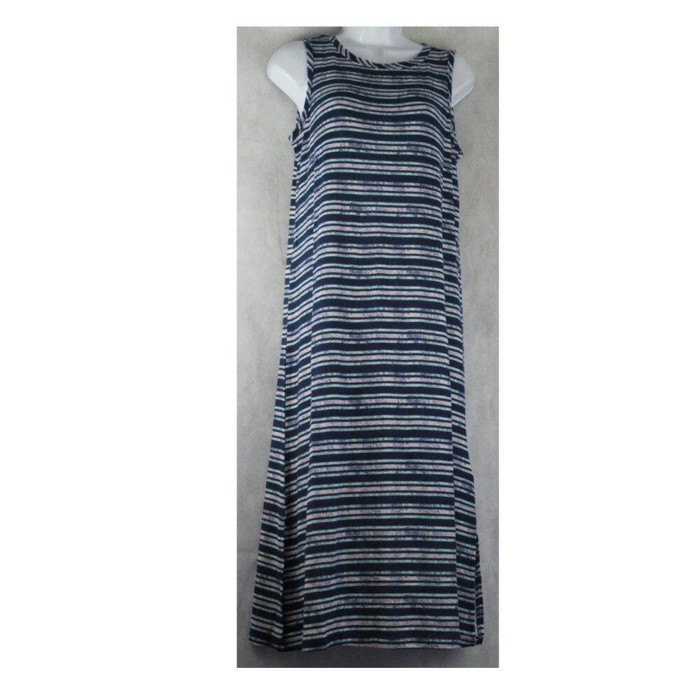 NWT Roudelain Women's Sleeveless Nightgown, Blue Multi Quartz Stripe, Small